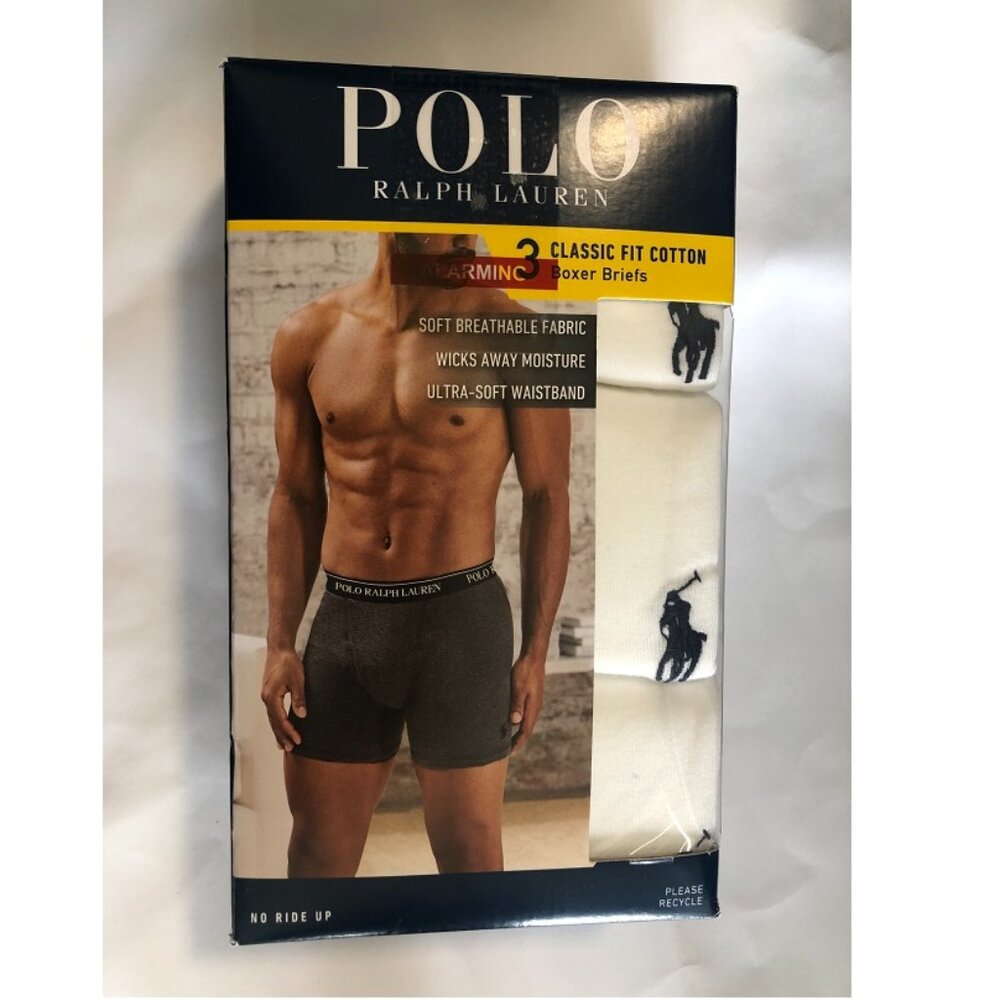 Polo Ralph Lauren 3 White classic Fit cotton Boxer briefs . Size XL